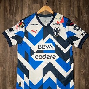 Puma Blue and White Football Jersey